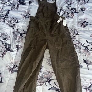 Aerie Olive Corduroy Overalls